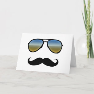 Funny Retro Sonnenbrille mit Mustache Karte