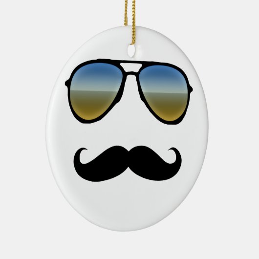 Funny Retro Sonnenbrille mit Mustache Keramik Ornament (Rechts)