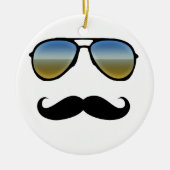 Funny Retro Sonnenbrille mit Mustache Keramik Ornament (Vorne)