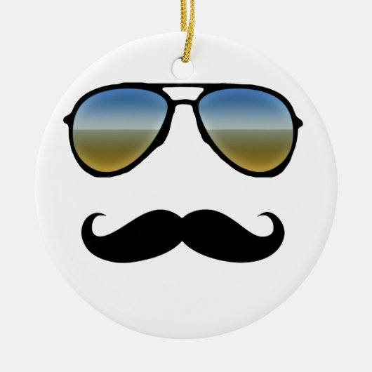 Funny Retro Sonnenbrille mit Mustache Keramik Ornament (Vorne)