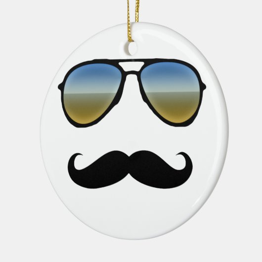 Funny Retro Sonnenbrille mit Mustache Keramik Ornament (Links)