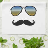 Funny Retro Sonnenbrille mit Mustache Küchentuch (Gefaltet)