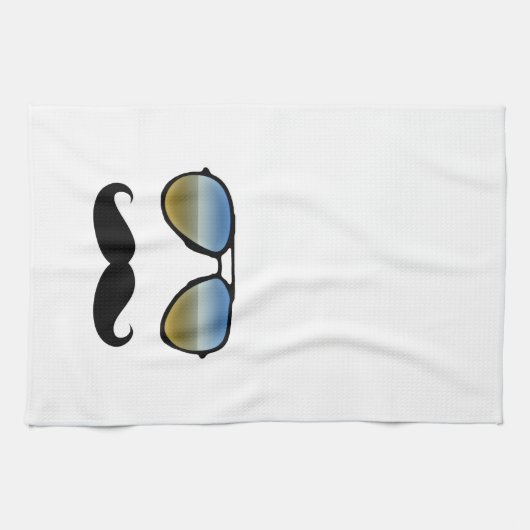 Funny Retro Sonnenbrille mit Mustache Küchentuch (Horizontal)