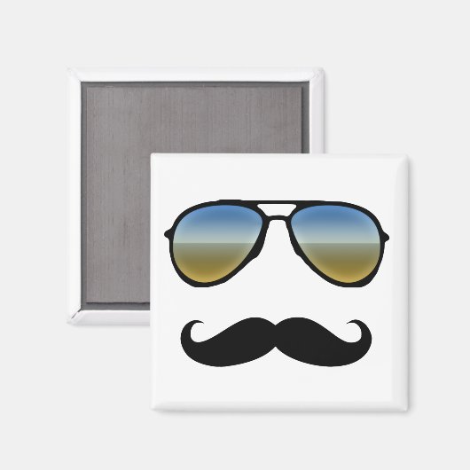 Funny Retro Sonnenbrille mit Mustache Magnet (Vorderseite/Rückseite)