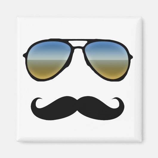 Funny Retro Sonnenbrille mit Mustache Magnet (Vorne)