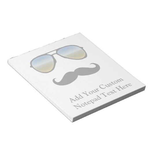 Funny Retro Sonnenbrille mit Mustache Notizblock (angewinkelt)