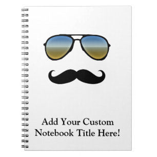 Funny Retro Sonnenbrille mit Mustache Notizblock