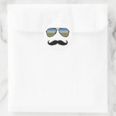 Funny Retro Sonnenbrille mit Mustache Runder Aufkleber (Tasche)