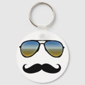 Funny Retro Sonnenbrille mit Mustache Schlüsselanhänger (Vorderseite)
