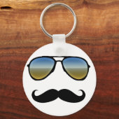 Funny Retro Sonnenbrille mit Mustache Schlüsselanhänger (Vorderseite)