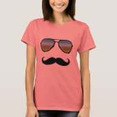 Funny Retro Sonnenbrille mit Mustache T-Shirt (Vorderseite)