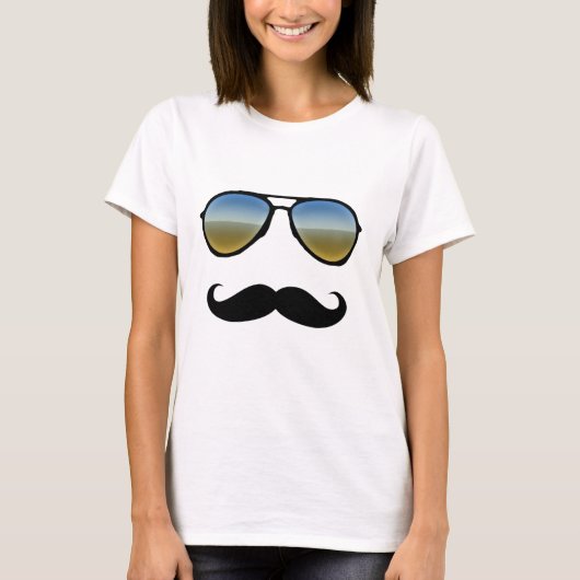Funny Retro Sonnenbrille mit Mustache T-Shirt (Vorderseite)