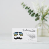 Funny Retro Sonnenbrille mit Mustache Visitenkarte (Stehend Vorderseite)