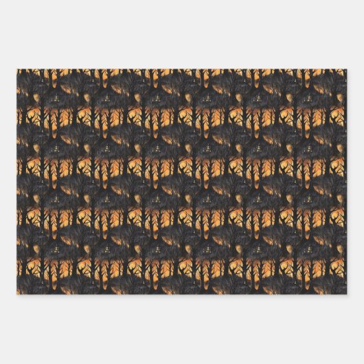 Funny Retro spookoky Halloween Spuk Wald Geschenkpapier Set (Vorderseite)