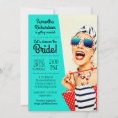 Funny Retro Stilvolle Beach Lady Brautparty Einladung (Vorderseite)