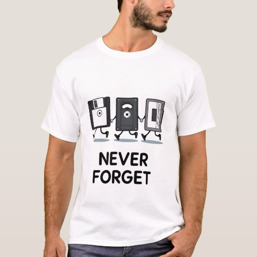 Funny Retro Storage Devices - Floppy, VHS, Cassett T-Shirt (Vorderseite)