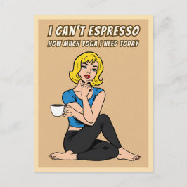 Funny Retro Style Coffee Yoga Humor Pop Art  Postkarte