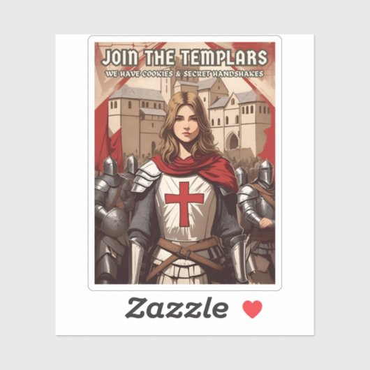 Funny Retro Style Mittelalterliches Templer Ritter Aufkleber (Blatt)