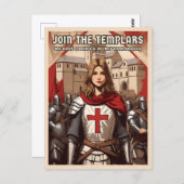 Funny Retro Style Mittelalterliches Templer Ritter Postkarte (Vorne/Hinten)