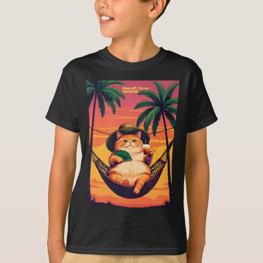 Funny Retro Summer Cat Vacation T-Shirt (Vorderseite)