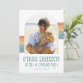 Funny Retro Sunset Beach Hochzeit Save The Date (Stehend Vorderseite)