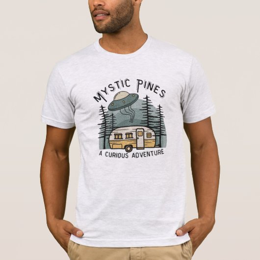 Funny Retro Sunset Camper Trailer Alien UFO T-Shirt (Vorderseite)