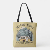 Funny Retro Sunset Camper Trailer Alien UFO Tasche (Rückseite)