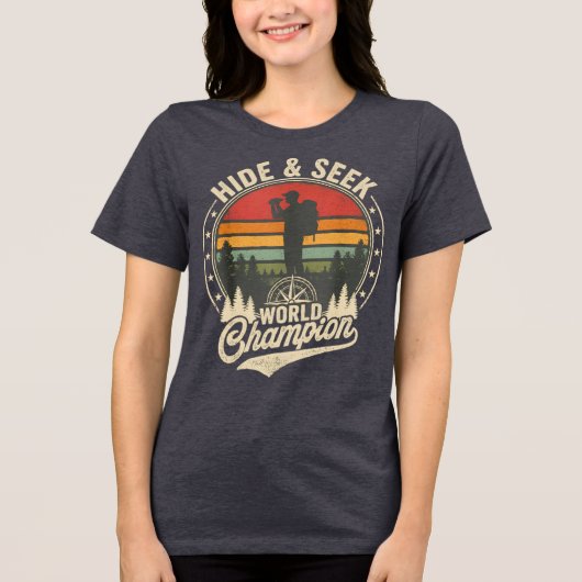 Funny Retro Sunset Forest Design Tri-Blend Shirt (Vorderseite)