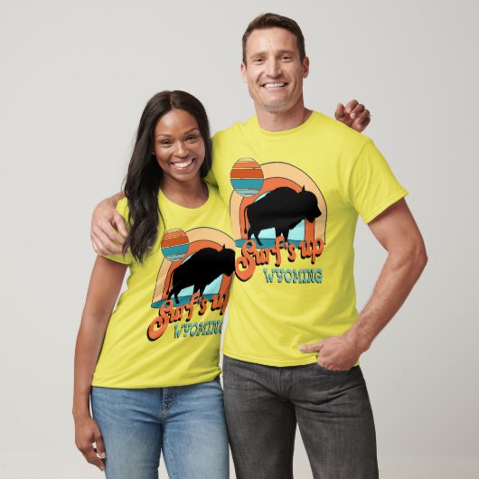Funny retro surfs up surfing buffalo Wyoming T-Shirt (Unisex)