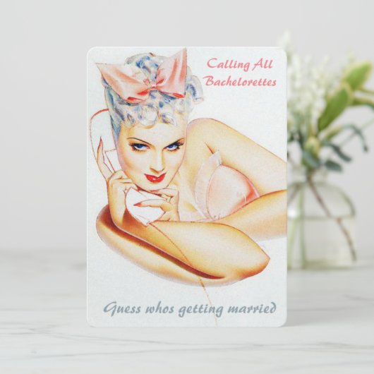 Funny Retro Telefon Anruf Hochzeitsklatsch Einladung (Stehend Vorderseite)