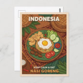 Funny Retro Travel Indonesia Nasi Goreng Food Postkarte (Vorne/Hinten)