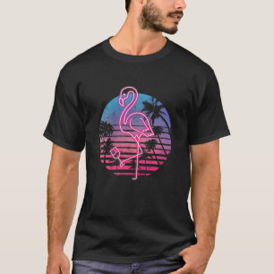 Funny Retro Tropic Pink Flamingo mit Weinglas D T-Shirt
