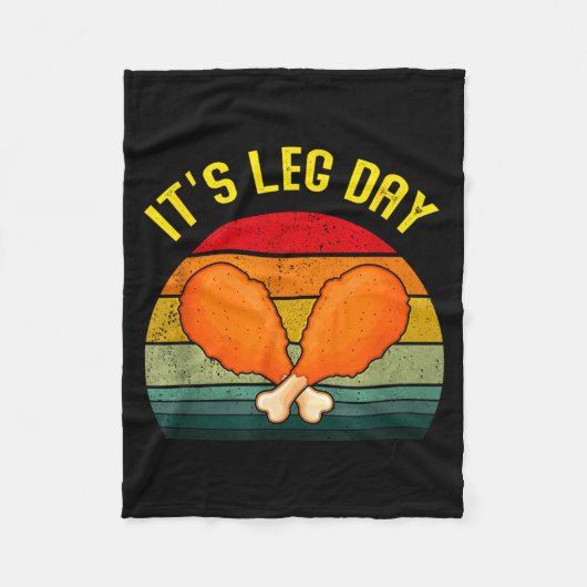 Funny Retro Turkey Day Leg It's Leg Day Thanksgivi Fleecedecke (Vorderseite)