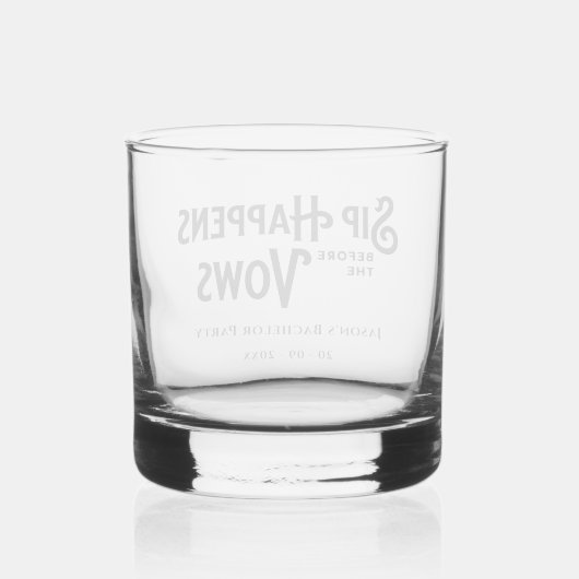 Funny Retro Typografy Custom Bachelor Party Whiskyglas (Rückseite)