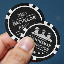 Funny Retro Vintag Black and White Bachelor Party Pokerchips