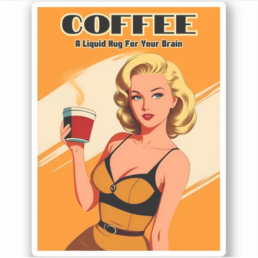 Funny Retro Vintag Coffee Coffein Spaß Aufkleber (Vorderseite)