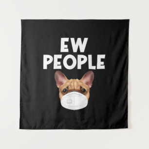 Funny Retro Vintage Bulldog tragende Maske Ew Peop Wandteppich