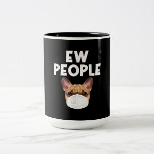 Funny Retro Vintage Bulldog tragende Maske Ew Peop Zweifarbige Tasse