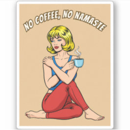 Funny Retro Vintage Coffee Yoga Humor Pop Art  Aufkleber