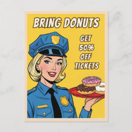 Funny Retro Vintage Cop Humor Pop Art Comic Postkarte