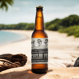 Funny Retro Vintage monochrome Bachelor Party Bierflaschenetikett