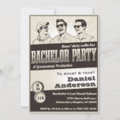Funny Retro Vintage monochrome Bachelor Party Einladung (Vorderseite)