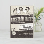 Funny Retro Vintage monochrome Bachelor Party Einladung (Stehend Vorderseite)