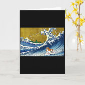 Funny Retro Vintage Surfing Wave Cavalier Spaniel Karte (Gelbe Blume)