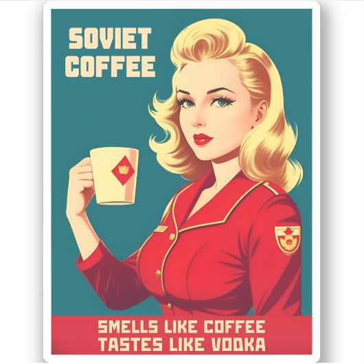 Funny Retro Vintager sowjetischer Kaffee Koffein S Aufkleber (Vorderseite)