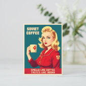 Funny Retro Vintager sowjetischer Kaffee Koffein S Postkarte (Stehend Vorderseite)