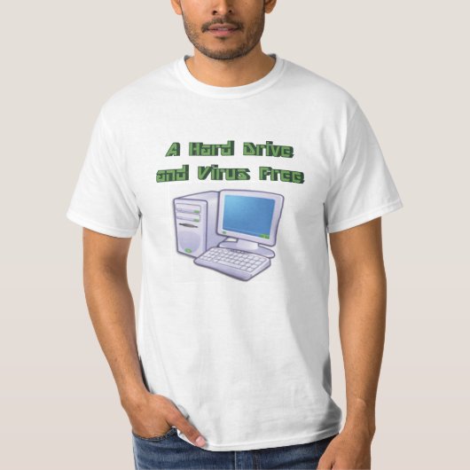 Funny Retro Virus Free Computer Geek Nerd T-Shirt (Vorderseite)