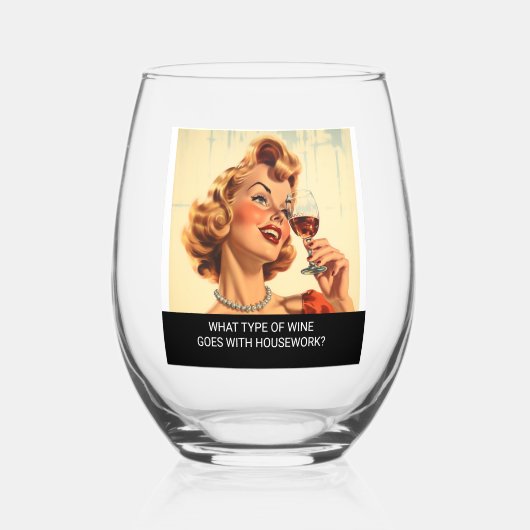 Funny Retro Was für eine Art Weinhaus Weinglas Ohne Stiel (Vorderseite)