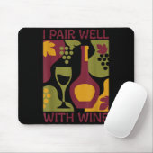 Funny retro wine abstract mid-century pair with mousepad (Mit Mouse)