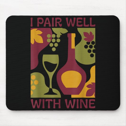 Funny retro wine abstract mid-century pair with mousepad (Vorne)